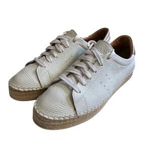 Anthropologie Dalson Espadrilles White Leather Jute Platform Sneakers Sz 6/EU37